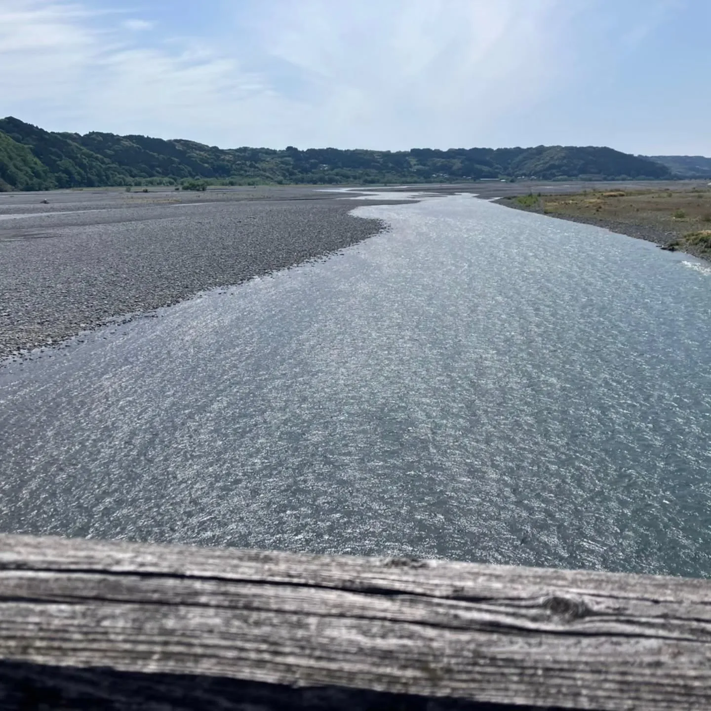 静岡県島田市の大井川に架かる蓬莱橋へ🌉